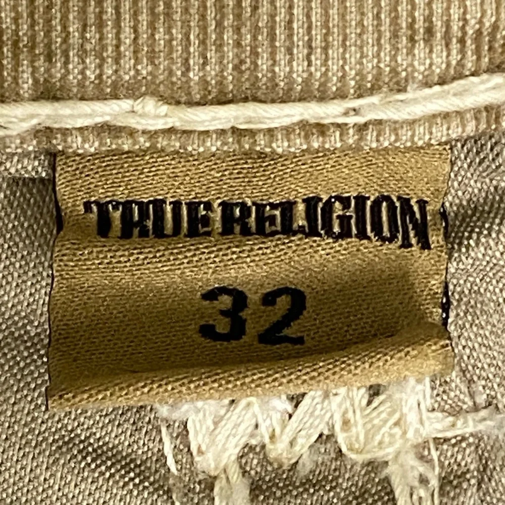True Religion Men’s Tan Ricky Corduroy Super T-Stitch Relaxed Straight Leg Pant